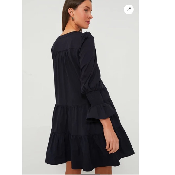 POMANDER PLACE by tuckernuck Navy Cotton Poplin Kenzo Dress sz M - Picture 3 of 7